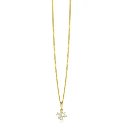New Zinzi 13mm Gold 14 krt gouden fantasie hanger met rechthoekige en ronde zirkonia's ZGH511 (zonder collier)