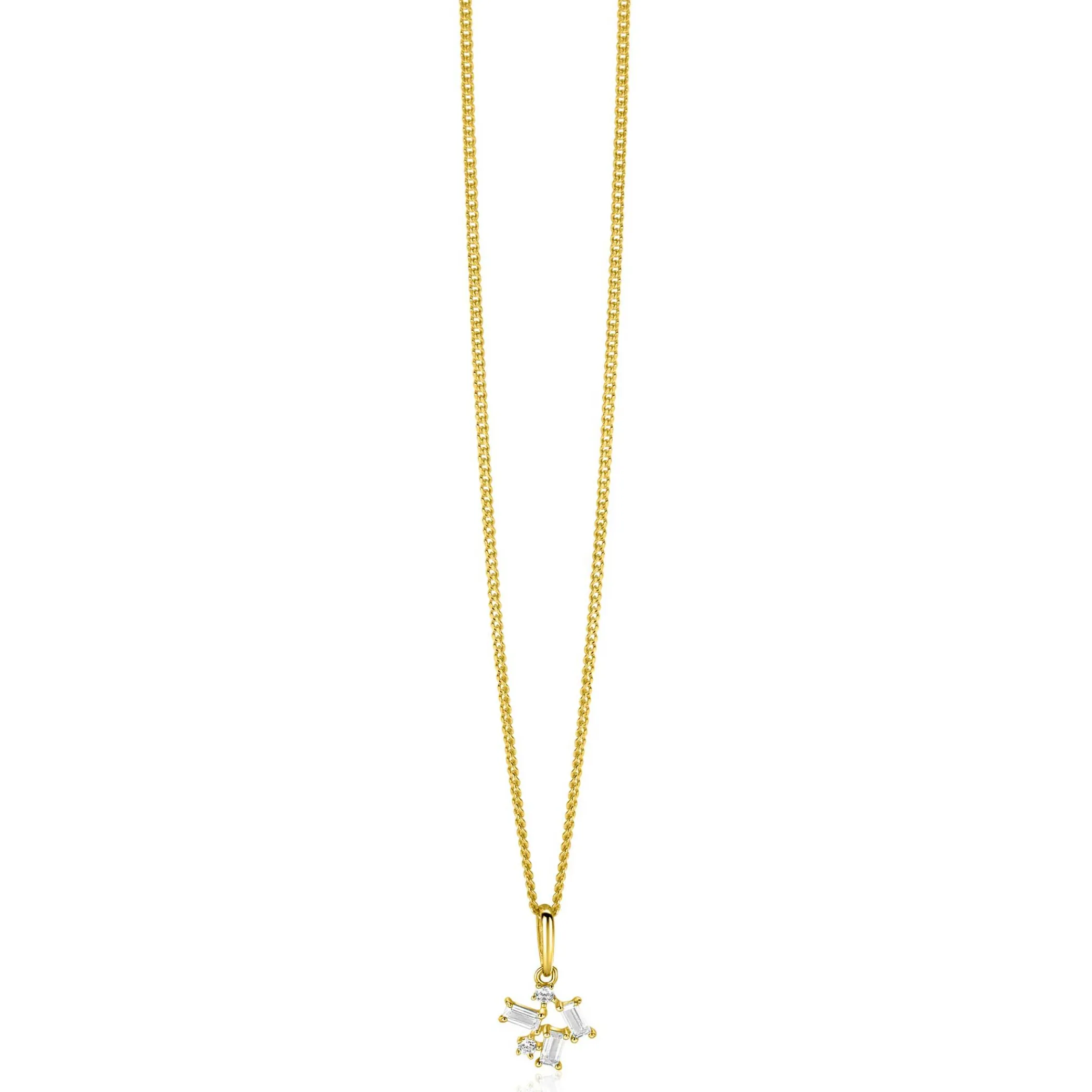 New Zinzi 13mm Gold 14 krt gouden fantasie hanger met rechthoekige en ronde zirkonia's ZGH511 (zonder collier)