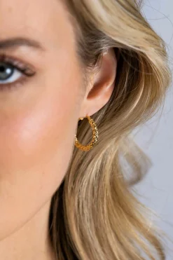 Clearance Zinzi 22mm Gold 14 krt gouden oorringen met schitterende bewerkte buis 3mm breed ZGO328