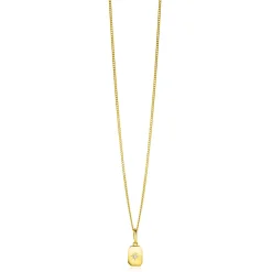 New Zinzi 14mm Gold 14 krt gouden hanger met rechthoekig plaatje en sterzetting witte zirkonia ZGH510 (zonder collier)