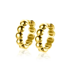 Sale Zinzi 13mm Gold 14 krt gouden oorringen met bolletjes design met luxe klapsluiting 13mm x 3,3mm buis ZGO432