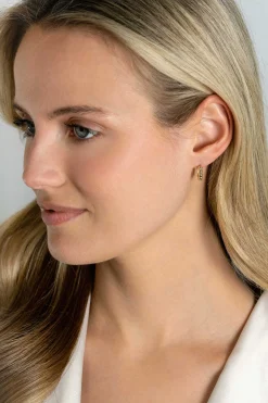Sale Zinzi 13mm Gold 14 krt gouden oorringen met bolletjes design met luxe klapsluiting 13mm x 3,3mm buis ZGO432