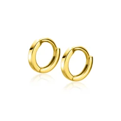 New Zinzi 8mm Gold 14 krt gouden oorringen met luxe klapsluiting 8mm x 1,3mm vierkante buis ZGO410