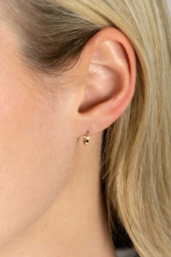 New Zinzi 8mm Gold 14 krt gouden oorringen met luxe klapsluiting 8mm x 1,3mm vierkante buis ZGO410
