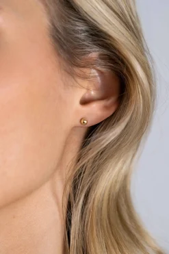 Zinzi 4mm Gold 14 krt gouden glanzende bol oorknoppen 4mm ZGO394