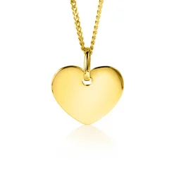 Zinzi 12mm Gold 14 krt gouden hanger met trendy glanzend hartje van 12mm ZGH396-12 (zonder collier)