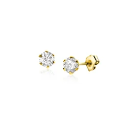 Sale Zinzi 4mm Gold 14 krt gouden oorknoppen zespootszetting met ronde witte zirconia ZGO455