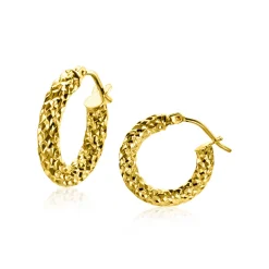 Online Zinzi 16mm Gold 14 krt gouden oorringen met schitterende bewerkte buis 3mm breed ZGO327