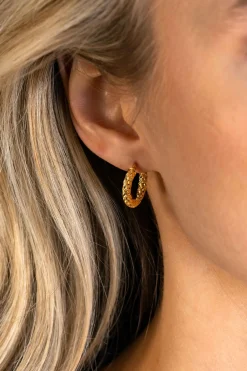 Online Zinzi 16mm Gold 14 krt gouden oorringen met schitterende bewerkte buis 3mm breed ZGO327