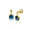 New Zinzi 13mm Gold 14 krt gouden oorsieraden met vierkante kleursteen in 6,5mm bezet met Londen topaas ZGO537