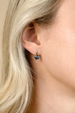 New Zinzi 13mm Gold 14 krt gouden oorsieraden met vierkante kleursteen in 6,5mm bezet met Londen topaas ZGO537