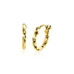 Online Zinzi 12mm Gold 14 krt gouden oorringen gedraaide buis 2mm breed ZGO331