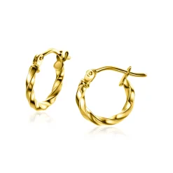 Online Zinzi 12mm Gold 14 krt gouden oorringen gedraaide buis 2mm breed ZGO331