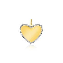 Sale Zinzi 15mm Gold 14 krt gouden hanger met glanzend hartje van 15mm en met chique witgouden parelrand ZGH364-15 (zonder collier)