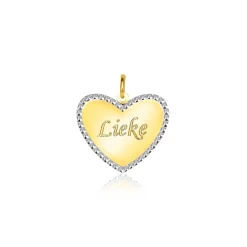 Sale Zinzi 15mm Gold 14 krt gouden hanger met glanzend hartje van 15mm en met chique witgouden parelrand ZGH364-15 (zonder collier)