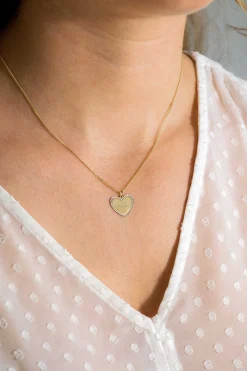 Sale Zinzi 15mm Gold 14 krt gouden hanger met glanzend hartje van 15mm en met chique witgouden parelrand ZGH364-15 (zonder collier)