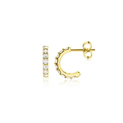 Sale Zinzi 8mm Gold 14 krt gouden halve oorringen bezet met witte zirconia's ZGO458