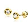New Zinzi 4,5mm Gold 14 krt gouden oorknoppen bezet met witte zirconia in een glanzende ronde zetting ZGO318