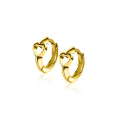 Sale Zinzi 10mm Gold 14 krt gouden oorringen met open harten, luxe klapsluiting 10 x 1,6mm ZGO449