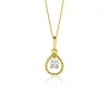 Best Zinzi 16mm Gold 14 krt gouden hanger met open druppelvorm en peervormige witte zirconia ZGH478 (zonder collier)