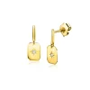 Zinzi 15mm Gold 14 krt gouden oorknoppen met rechthoekig plaatje en bezet met witte zirkonia in een sterzetting ZGO510