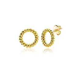 Online Zinzi 5mm Gold 14 krt gouden ronde oorknoppen met gedraaid motief 5mm ZGO400