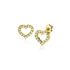 Clearance Zinzi 7mm Gold 14 krt gouden oorknoppen open hartje bezet met witte zirconia's ZGO450