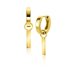 Hot Zinzi 15mm Gold 14 krt gouden oorbedels met glad staafje ZGCH479 (zonder oorringen)