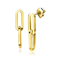 Online Zinzi 20mm Gold 14 krt gouden oorstekers met twee trendy paperclip-schakels 20mm ZGO344