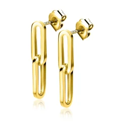 Online Zinzi 20mm Gold 14 krt gouden oorstekers met twee trendy paperclip-schakels 20mm ZGO344
