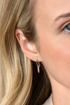 Online Zinzi 20mm Gold 14 krt gouden oorstekers met twee trendy paperclip-schakels 20mm ZGO344