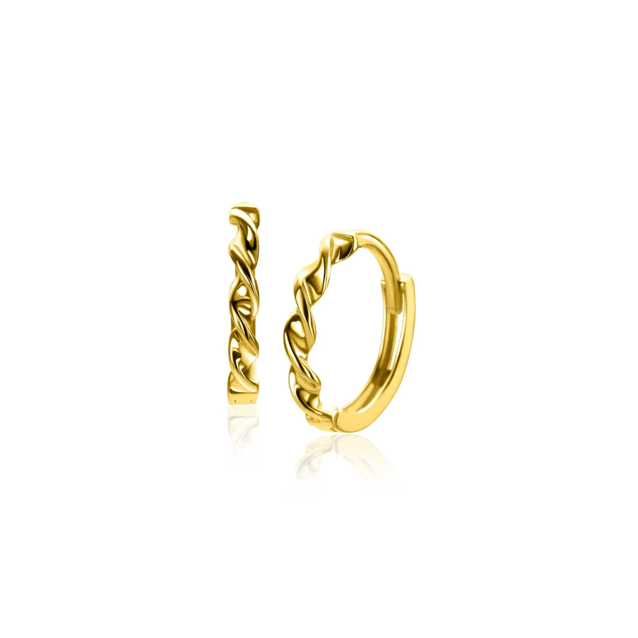 Outlet Zinzi 13mm Gold 14 krt gouden oorringen met gedraaide buis en luxe scharniersluiting 13 x 2mm ZGO525
