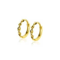 Outlet Zinzi 13mm Gold 14 krt gouden oorringen met gedraaide buis en luxe scharniersluiting 13 x 2mm ZGO525