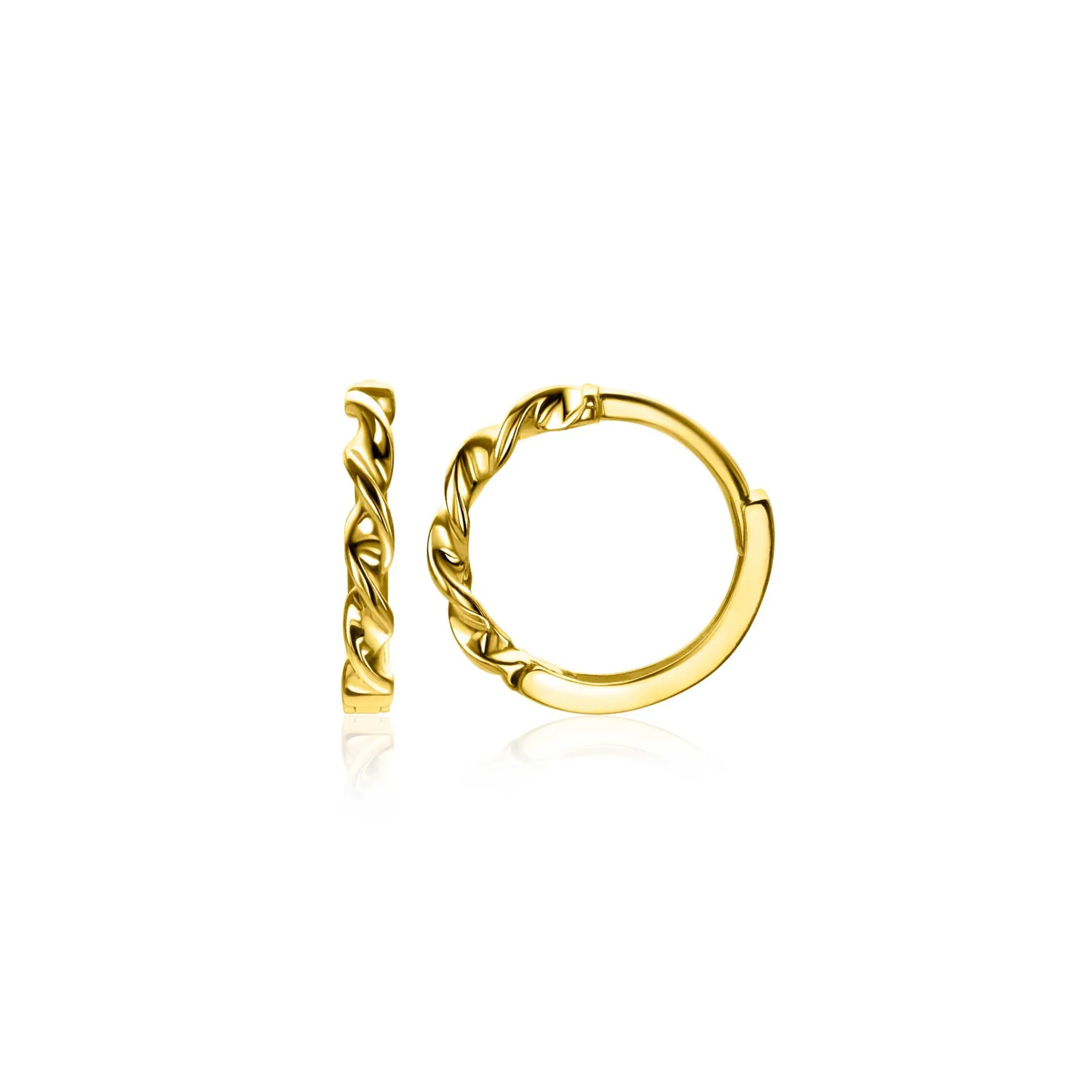 Outlet Zinzi 13mm Gold 14 krt gouden oorringen met gedraaide buis en luxe scharniersluiting 13 x 2mm ZGO525