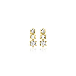 Sale Zinzi 6,5mm Gold 14 krt gouden oorstekers bezet met een rij aan witte zirkonia's ZGO543