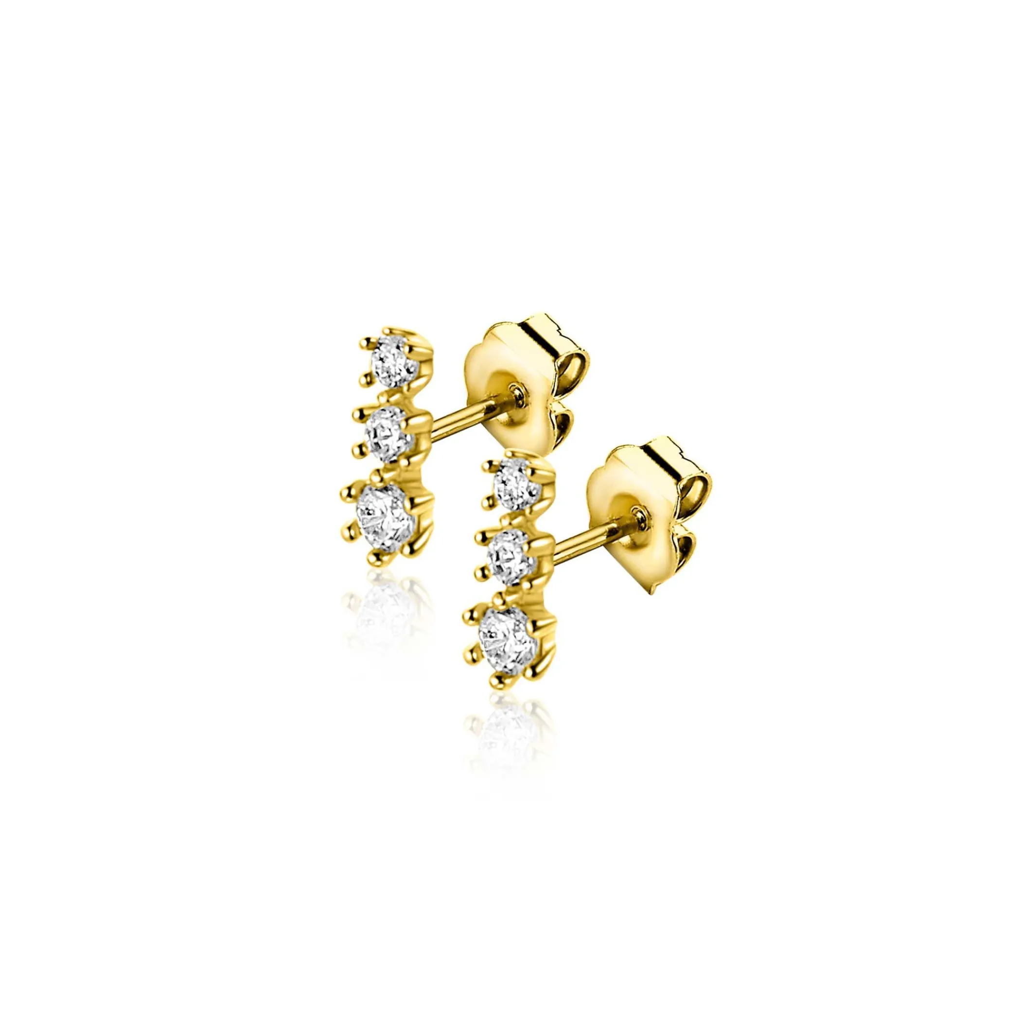 Sale Zinzi 6,5mm Gold 14 krt gouden oorstekers bezet met een rij aan witte zirkonia's ZGO543