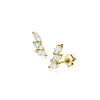 Online Zinzi 7mm Gold 14 krt gouden oorknoppen met drie ovale witte zirkonia's ZGO518