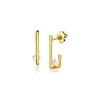 New Zinzi 14mm Gold 14 krt gouden oorstekers met rechthoekige vorm, bezet met een kleine witte parel ZGO416