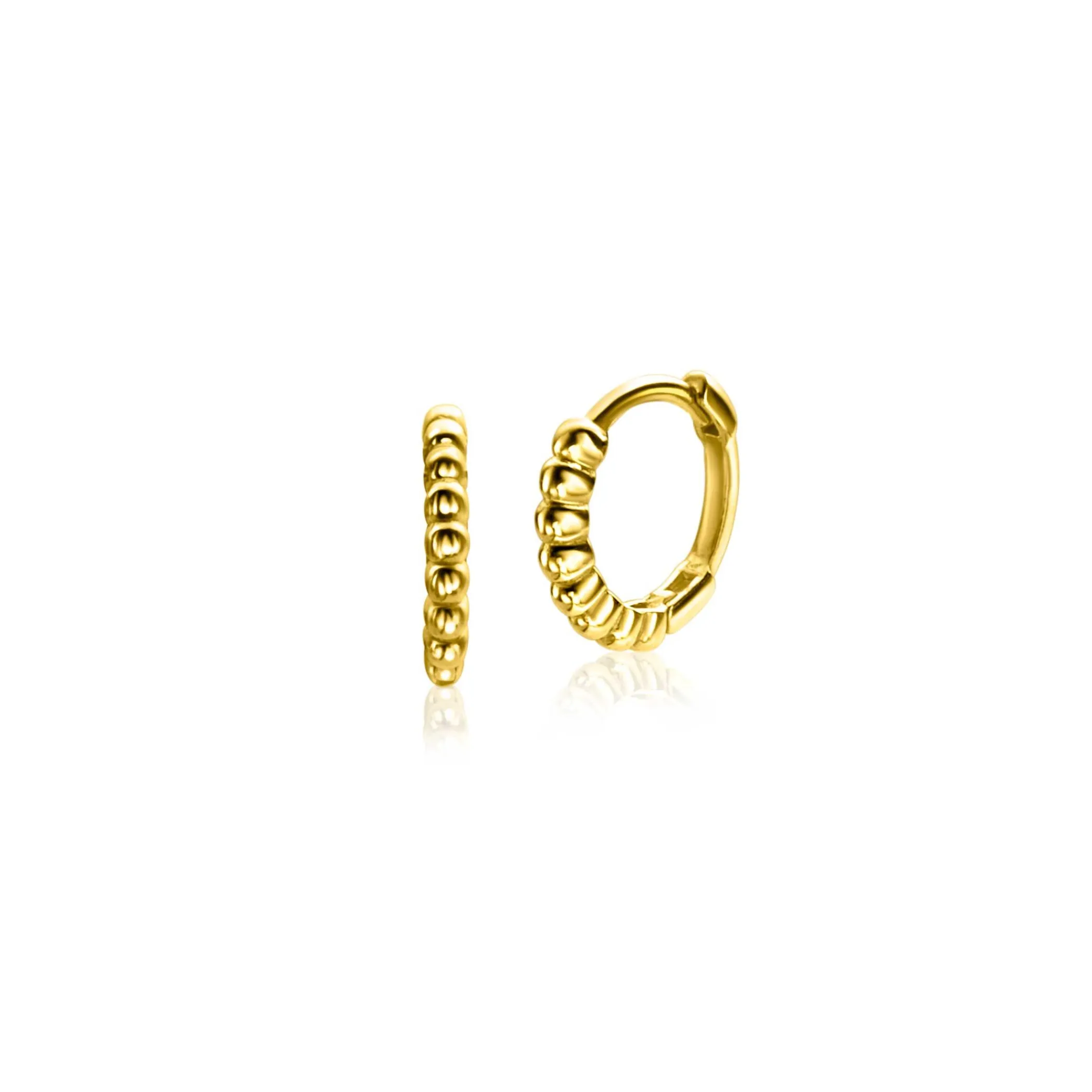 Discount Zinzi 10mm Gold 14 krt gouden oorringen bolletjes motief met luxe sluiting 10 x 1,7mm ZGO399CR