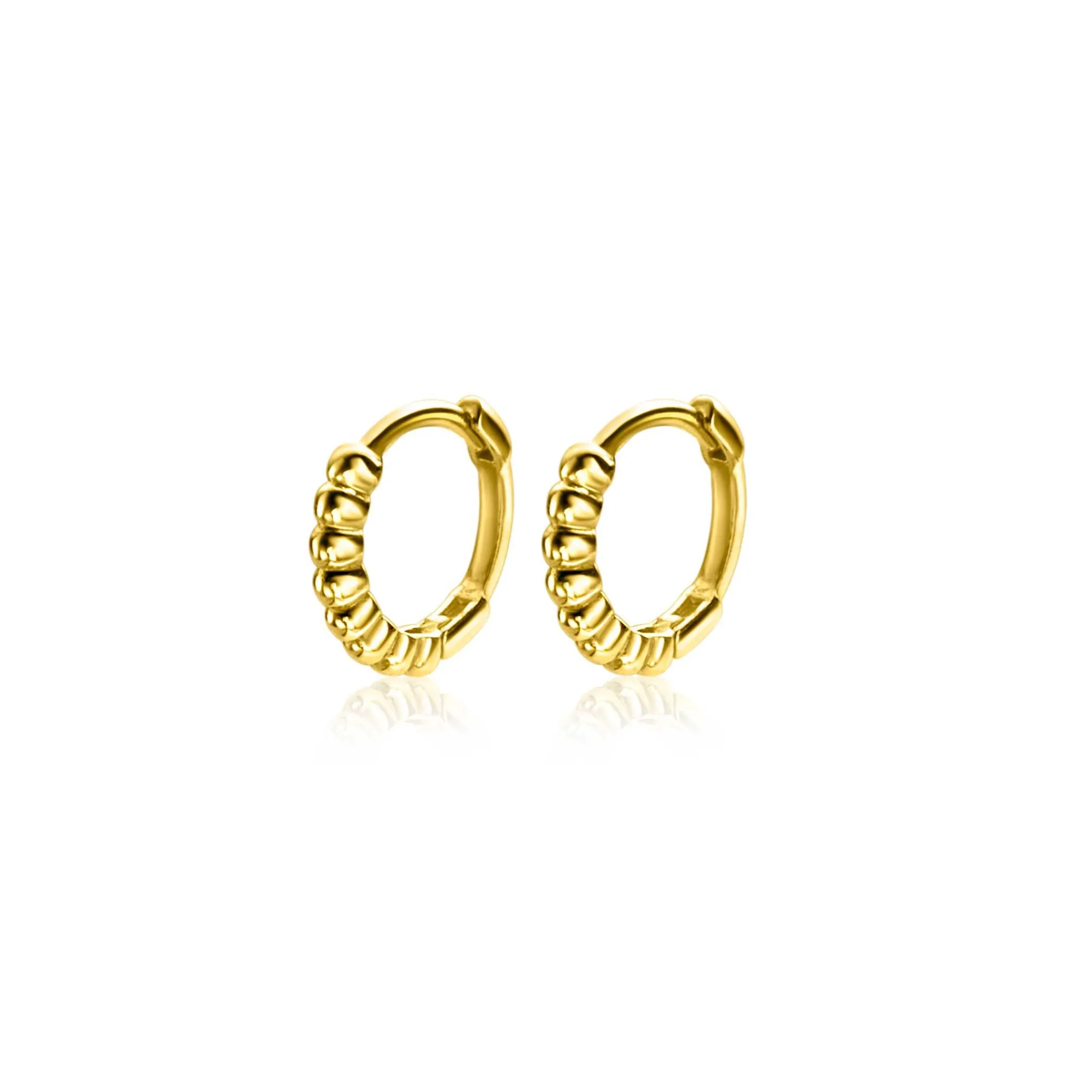 Discount Zinzi 10mm Gold 14 krt gouden oorringen bolletjes motief met luxe sluiting 10 x 1,7mm ZGO399CR