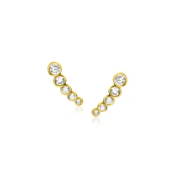 Clearance Zinzi 10mm Gold 14 krt gouden oorknoppen met vijf ronde witte zirconia's ZGO413