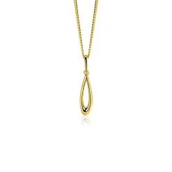 Clearance Zinzi 21mm Gold 14 krt gouden hanger met open peervorm ZGH541 (zonder collier)