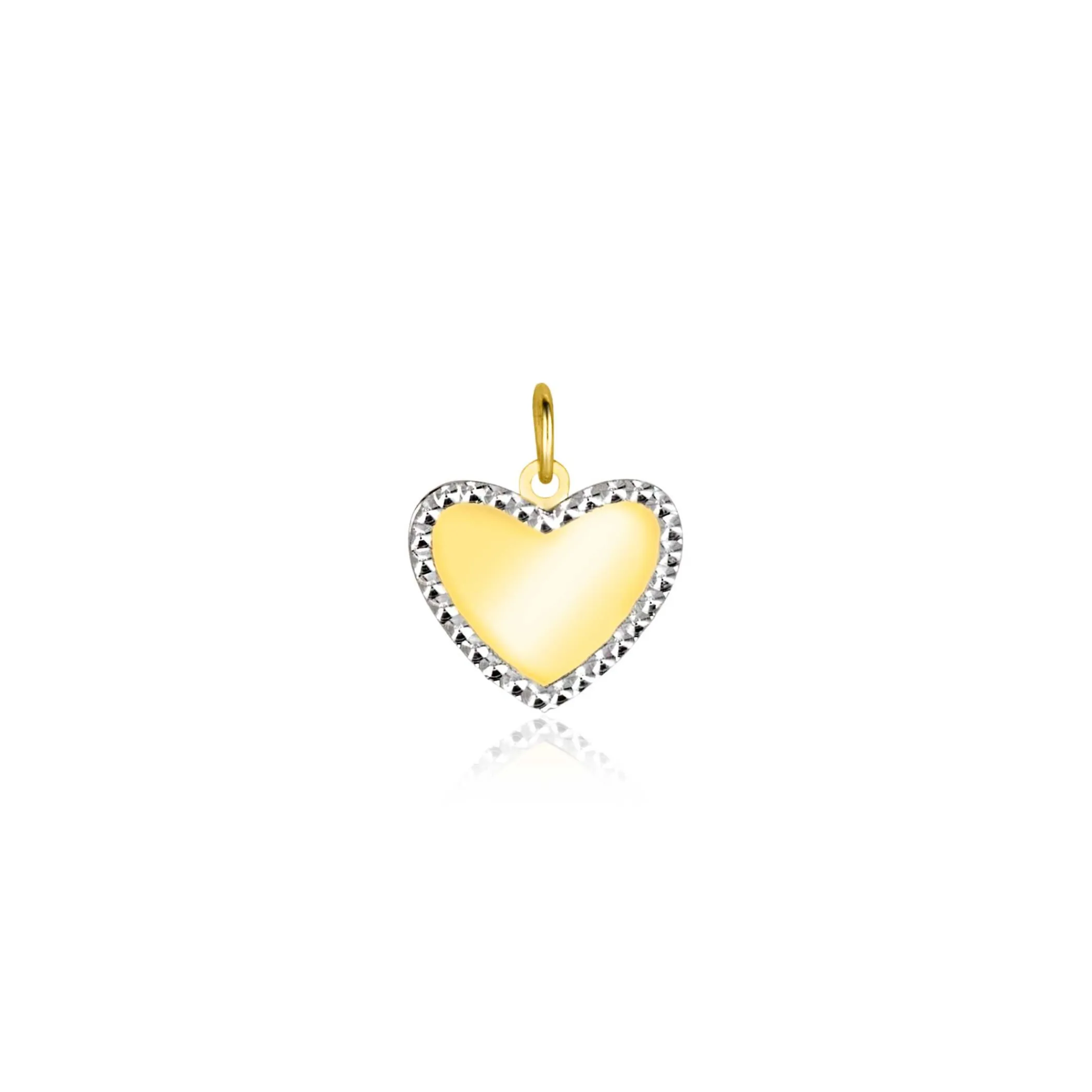 Best Zinzi 10mm Gold 14 krt gouden hanger met glanzend hartje van 10mm en met chique witgouden parelrand ZGH364-10 (zonder collier)