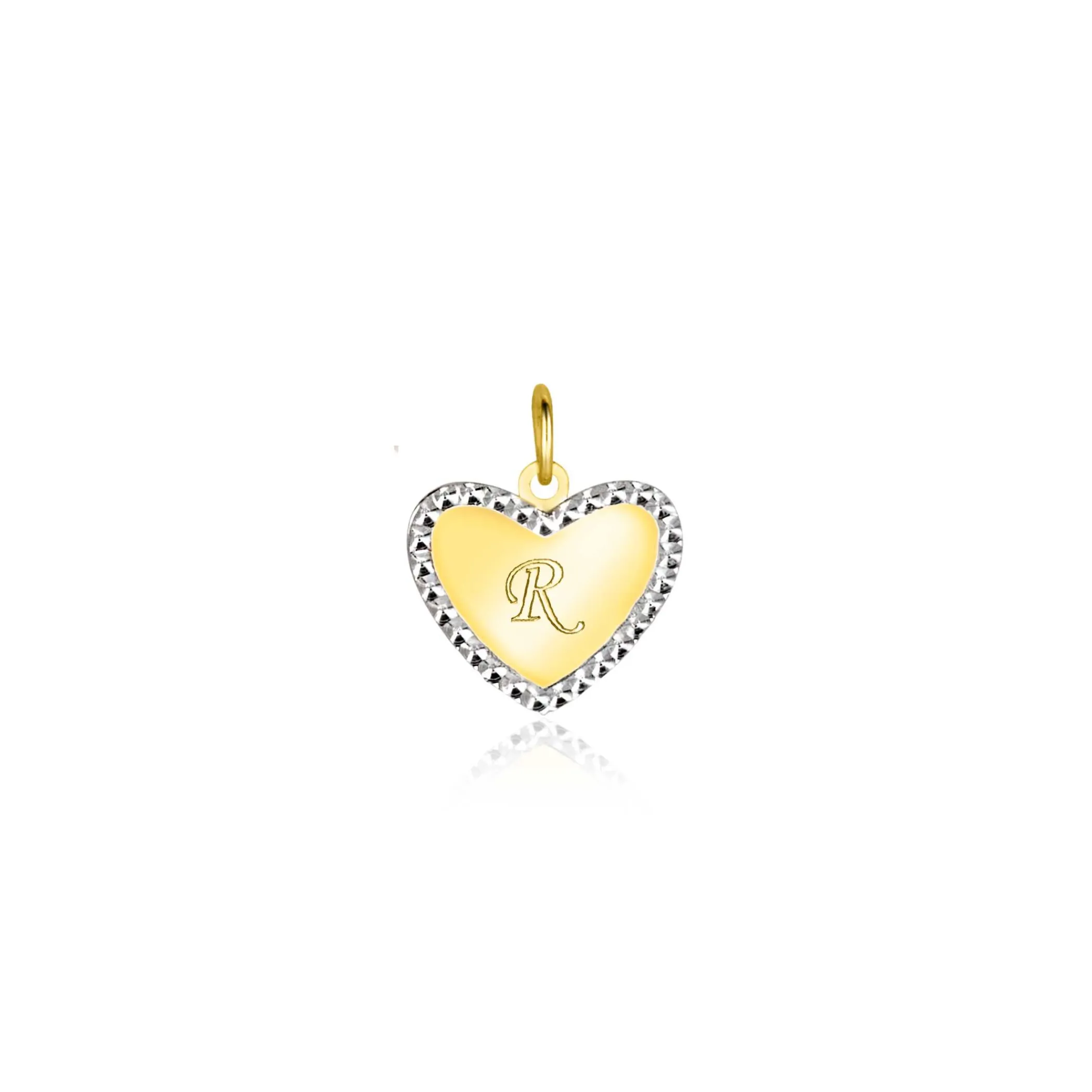 Best Zinzi 10mm Gold 14 krt gouden hanger met glanzend hartje van 10mm en met chique witgouden parelrand ZGH364-10 (zonder collier)