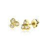 Best Zinzi 3mm Gold 14 krt gouden oorknoppen met drie witte zirconia's in driehoekvorm gezet ZGO412