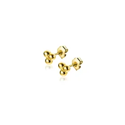 Sale Zinzi 3mm Gold 14 krt gouden oorknopjes drie gladde bolletjes in een driehoek ZGO476