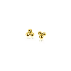 Sale Zinzi 3mm Gold 14 krt gouden oorknopjes drie gladde bolletjes in een driehoek ZGO476