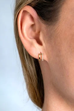 New Zinzi 10mm Gold 14 krt gouden fantasie oorstekers 10mm met multi-look uitstraling, 5mm breed ZGO382