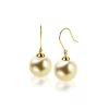 Hot Zinzi 30mm Gold 14 krt gouden oorhangers met ronde goudkleurige Swarovski crystal parel 12mm ZGO25G