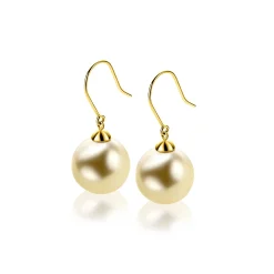 Hot Zinzi 30mm Gold 14 krt gouden oorhangers met ronde goudkleurige Swarovski crystal parel 12mm ZGO25G